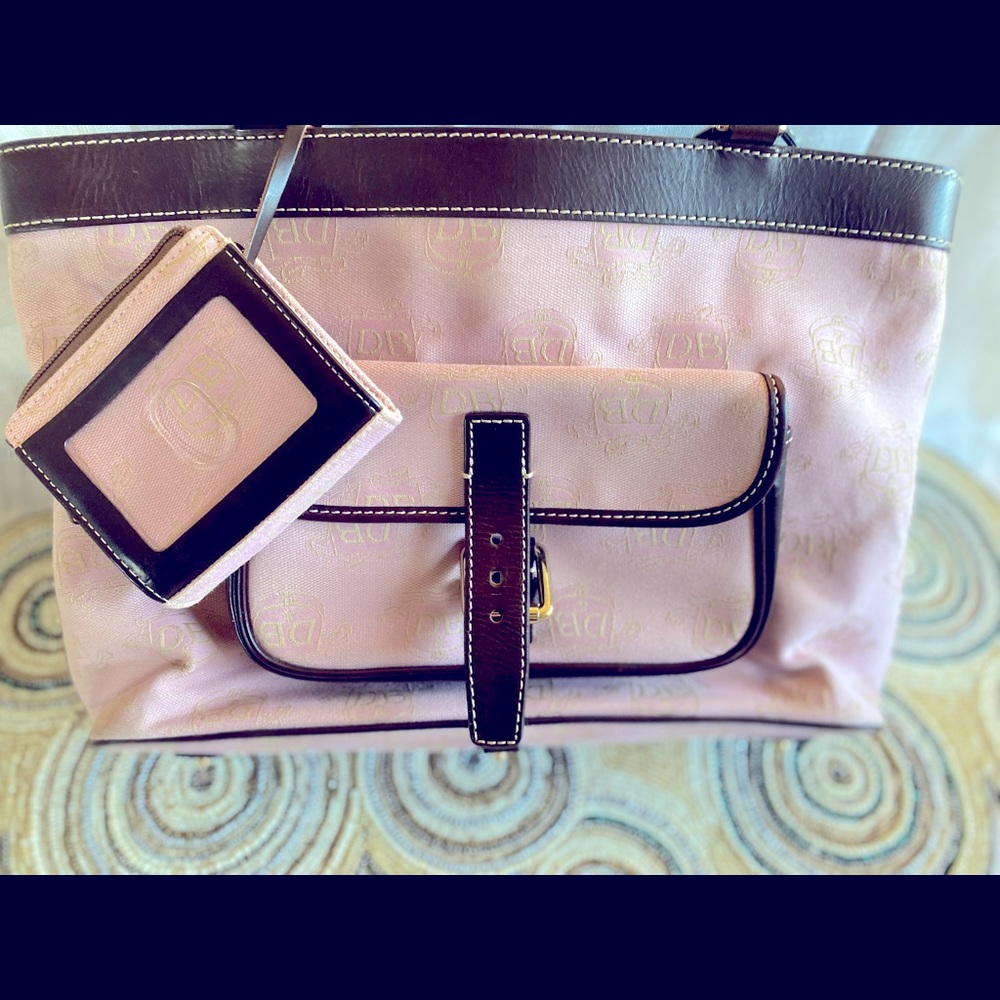 Dooney and Bourke  pink canvas leather trim bag